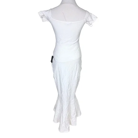 NWOT Lulus How Much I Care Ivory Off-the-Shoulder Midi Dress M Wedding Bridal - Picture 7 of 14